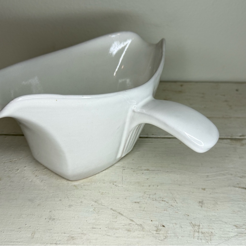 Vintage MCM  Frankoma  Pottery GS Gravy Server Westwind White Sand Double Sided